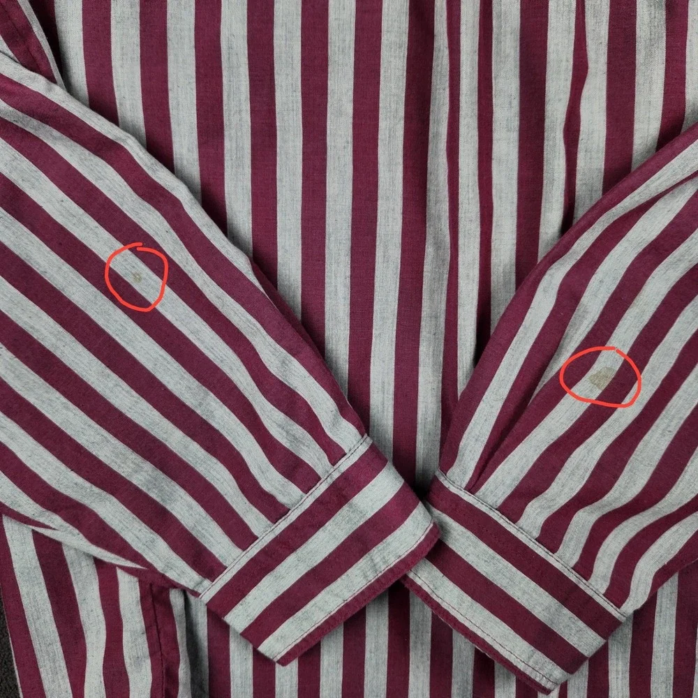 Vintage‎ Levis Silver Label Shirt Mens XL Burgundy Gray Striped Button Up Big E